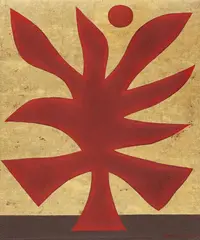 Icon Tree No. 1 by John Coburn, oil and gold leaf on canvas on board, sold Dec 2011