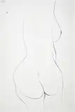 Torso I - Study for Large White Marble 1974 by Brett Whiteley, 1974, ink on paper, sold Sep 2011