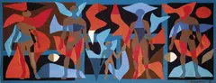 Keeping in Touch with the World 1988 by John Coburn, 1988, wool tapestry, sold Sep 2011
