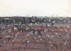 After the Bushfire by Fred Williams, gouache on paper on board, sold Sep 2011