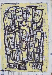 Chanting the Ching 1964 by Ian Fairweather, 1964, synthetic polymer paint and gouache on cardboard on hardboard, sold Sep 2011