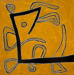 Rover Thomas, Cyclone Tracy - Willy Willy 1995, 1995, natural earth pigments on linen
