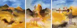 The Flogging - Burke and Wills 1985 by Sidney Nolan, 1985, oil on composition board (triptych), sold Sep 2011