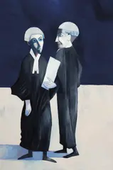 The Adjournment 1987 by Robert Dickerson, 1987, oil on composition board, offered Sep 2011