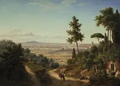 Eugene von Guerard, Rom vom Monte Mario aus gesehen 1844, 1844, oil on canvas laid down on board