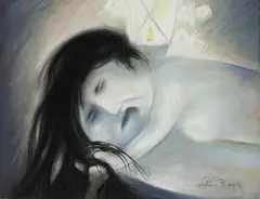 Figures under a Lamp c1964 by Arthur Boyd, c1964, pastel on paper, sold Sep 2011