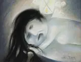 Arthur Boyd, Figures under a Lamp c1964, c1964, pastel on paper