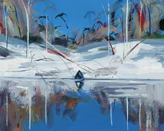 Shoalhaven Reflections c1980 by Arthur Boyd, c1980, oil on board, sold Sep 2011