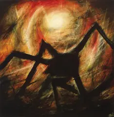 Spider by Pro Hart, oil on board, sold Sep 2011