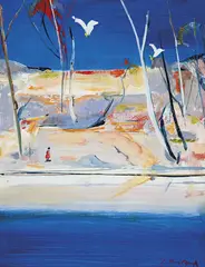Shoalhaven with Figure c1982 by Arthur Boyd, c1982, oil on board, sold Sep 2011