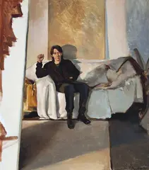Sitting Down the Back 2001 by Peter Churcher, 2001, oil on canvas, offered Sep 2011