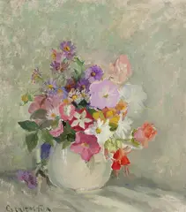 Mixed Flowers by Ethel Carrick, oil on canvas on board, sold Jun 2011