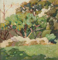 A Corner of the Artist's Garden c1920 by Grace Cossington Smith, c1920, oil on board, sold Jun 2011