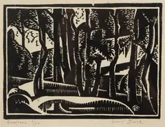 Dorrit Black, Gum Trees c1933, c1933, linocut