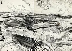 The Divided Unity 1973 by Brett Whiteley, 1973, mixed media on paper on board, sold Jun 2011