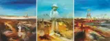 "Action" Burke and Wills 1985 by Sidney Nolan, 1985, oil on canvas (triptych), sold Jun 2011