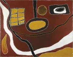 Rover Thomas, Mount House 1995, 1995, earth pigments and synthetic polymer paint on canvas