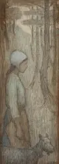 Iso Rae, Breton Girl with Goat c1889, c1889, pastel on card