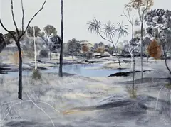 North Queensland Landscape by Ray Crooke, oil on canvas on board, sold Jun 2011