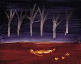 Woman and Flowers and Nocturne Sky c1960 by Sidney Nolan, c1960, mixed media on composition board, sold Jun 2011