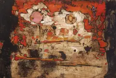 Untitled 1962 by Robert Juniper, 1962, oil on paper on board, offered Jun 2011