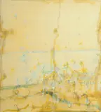 John Olsen, Pelican Rookery Lake Alexandrina 2002, 2002, pastel, gouache and watercolour on paper laid on canvas