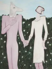 Anubis Marries (Another Time, Another Place) 1980 by Vivienne Shark Lewitt, 1980, acrylic on canvas, sold Jun 2011