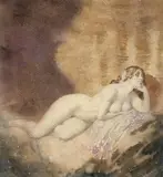 Reclining Nude 1923 by Norman Lindsay, 1923, watercolour on paper, sold Jun 2011