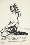 Fatima - The Lime Seller on the Outskirts of Harar, Ethiopia 1974 by Brett Whiteley, 1974, ink on paper, sold Mar 2011