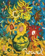 Sunflowers by John Perceval, oil on canvas, sold Mar 2011