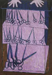 John Brack, The Scissors Shop 1963, 1963, oil on canvas