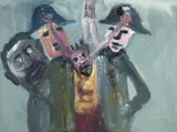 Police 1979 by Sidney Nolan, 1979, oil on composition board, sold Mar 2011