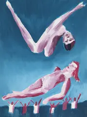 Bathers 1975 by Sidney Nolan, 1975, enamel on composition board, sold Mar 2011