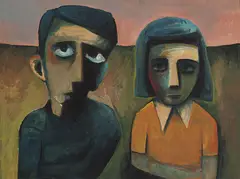 Double Portrait by Charles Blackman, oil on paper on board, sold Mar 2011