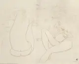 Study for 'Bondi Beach' 1983 by Brett Whiteley, 1983, brown ink and pencil on paper, sold Mar 2011
