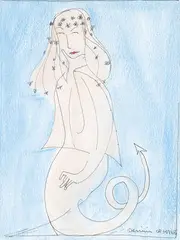 Gemini 1988 by Charles Blackman, 1988, ink and watercolour on paper, sold Mar 2011