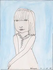 Aimee 1988 by Charles Blackman, 1988, ink and watercolour on paper, sold Mar 2011