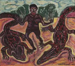 Eric Stewart, Crocodile Dancing 1965, 1965, oil on canvas