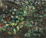 John Perceval, Neil Douglas' Studio with Bayswater Garden 1958, 1958, oil on composition board