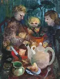 John Perceval, The Family (also known as Breakfast with Neil Douglas) 1959, 1959, oil on composition board
