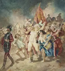 The Scallywag Army by Norman Lindsay, watercolour on paper, sold Dec 2010