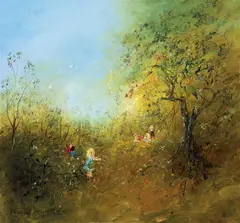 Children Playing in a Landscape by David Boyd, oil on canvas, offered Dec 2010