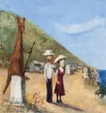 Untitled (The Monument) (D H Lawrence series) c1993 by Garry Shead, c1993, oil on plaster on board, offered Dec 2010