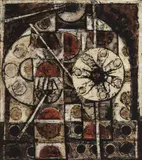 Leonard French, Warrior 1963, 1963, oil and mixed media on paper on board