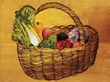 Charles Blackman, Basket of Fruit and Vegetables 1982