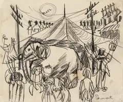 John Perceval, Circus in Carlton 1978, 1978, pencil on paper