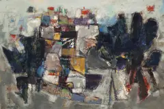 Louis James, Landscape, A Village 1959, 1959, oil on canvas