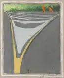 Jeffrey Smart, Sketch for The Arezzo Turn-Off II 1973, 1973, gouache on paper