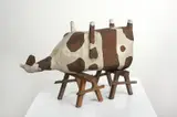Cow on Trestles c1995 by John Kelly, c1995, oil on bronze, sold Sep 2010