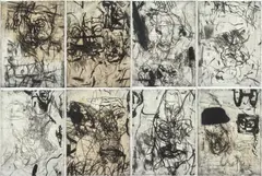 Mike Parr, Polish Mud (Untitled Self Portraits) 1995, 1995, eight drypoint and lift-ground aquatints